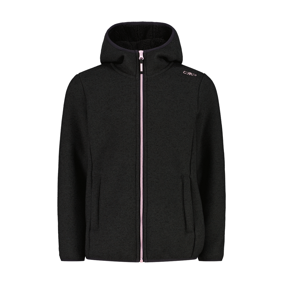 CMP Giacca in pile da bambina in knit tech melange con cappuccio 35H1675 U905 