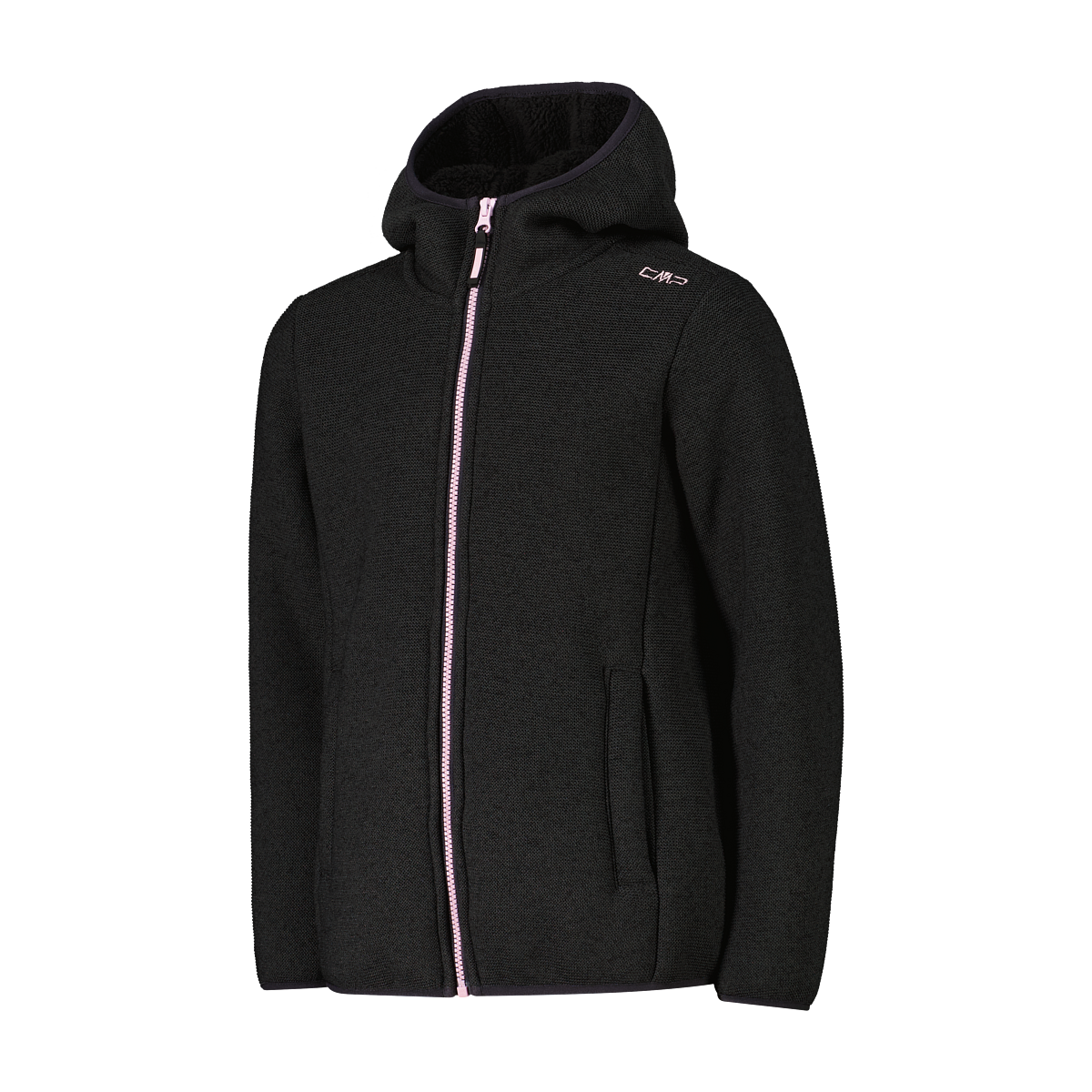 CMP Giacca in pile da bambina in knit tech melange con cappuccio 35H1675 U905 