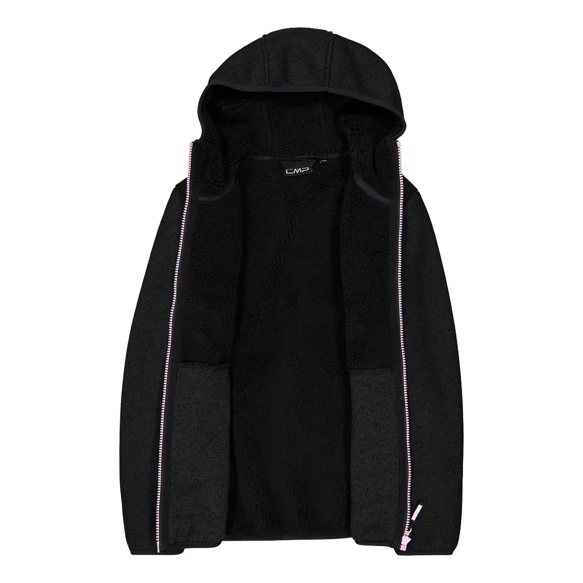 CMP Giacca in pile da bambina in knit tech melange con cappuccio 35H1675 U905 