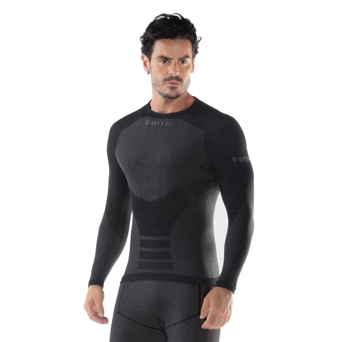 IRON-IC Maglia termica felpata con cashmere - Kashmir - WARM 202002 BLK/LIGHTGREY 