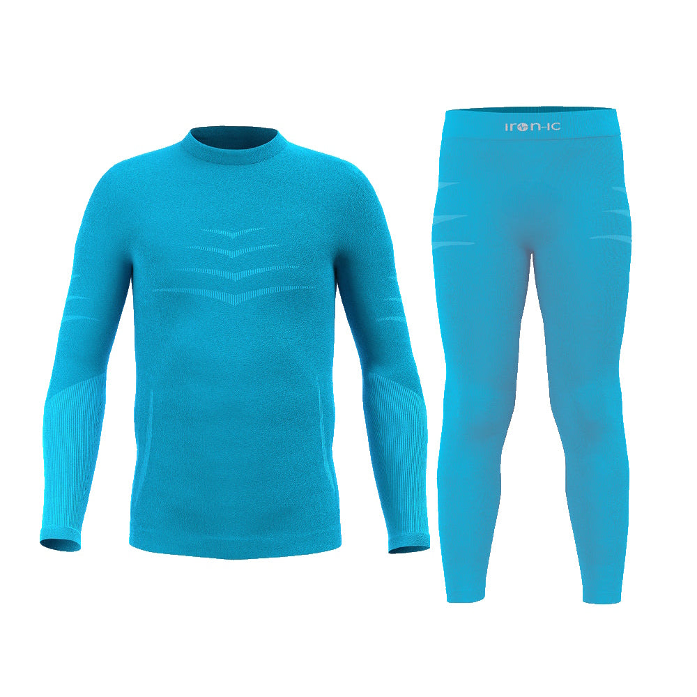 IRON-IC Kit baselayer - Maglia termica + leggings termici junior 900481 LIGHTBLUE 