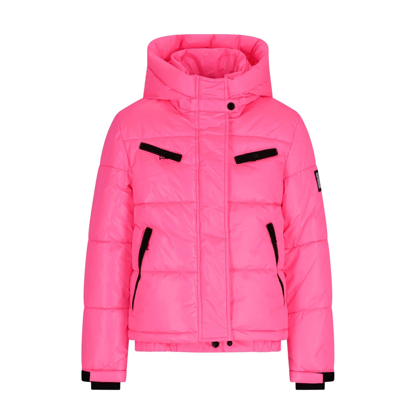 SUPER REBEL SPICY Shiny Hooded Ski Jacket Fluopink R609-5214 212 