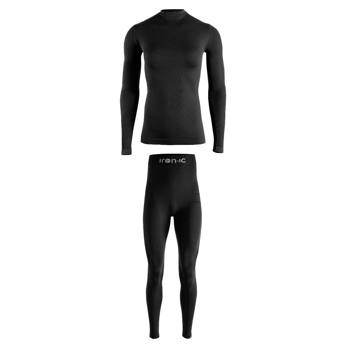 IRON-IC Kit baselayer - Maglia termica + leggings termici donna 900479 BLACK 