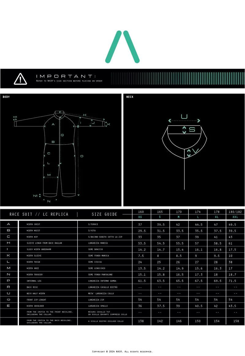 NASR RACE SUIT // LC REPLICA (OMOLOGATA FIS) RACE SUIT LC REPLICA 