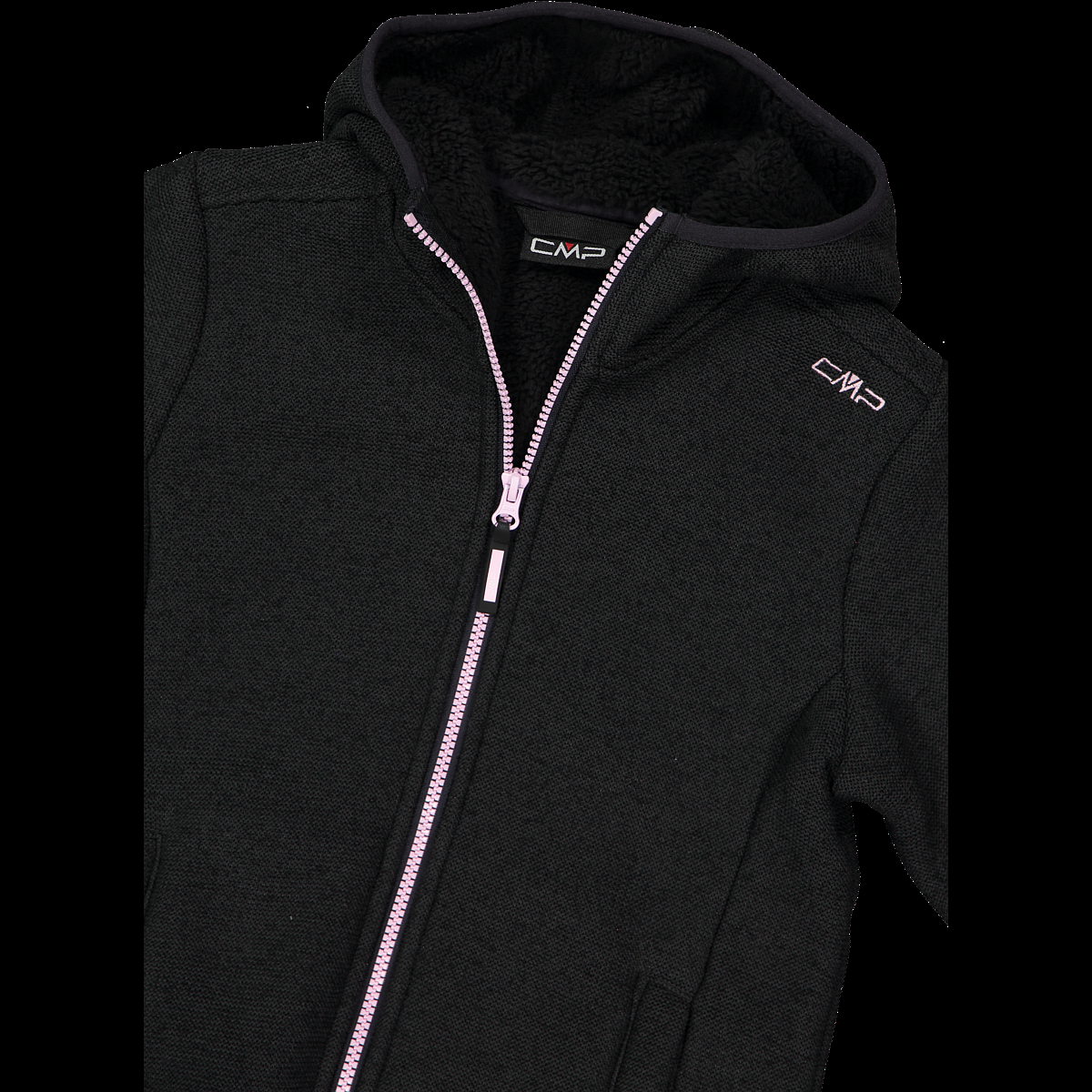 CMP Giacca in pile da bambina in knit tech melange con cappuccio 35H1675 U905 