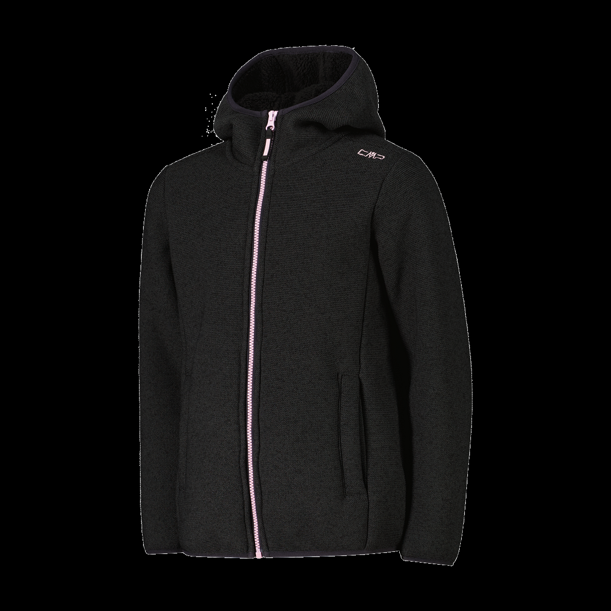 CMP Giacca in pile da bambina in knit tech melange con cappuccio 35H1675 U905 