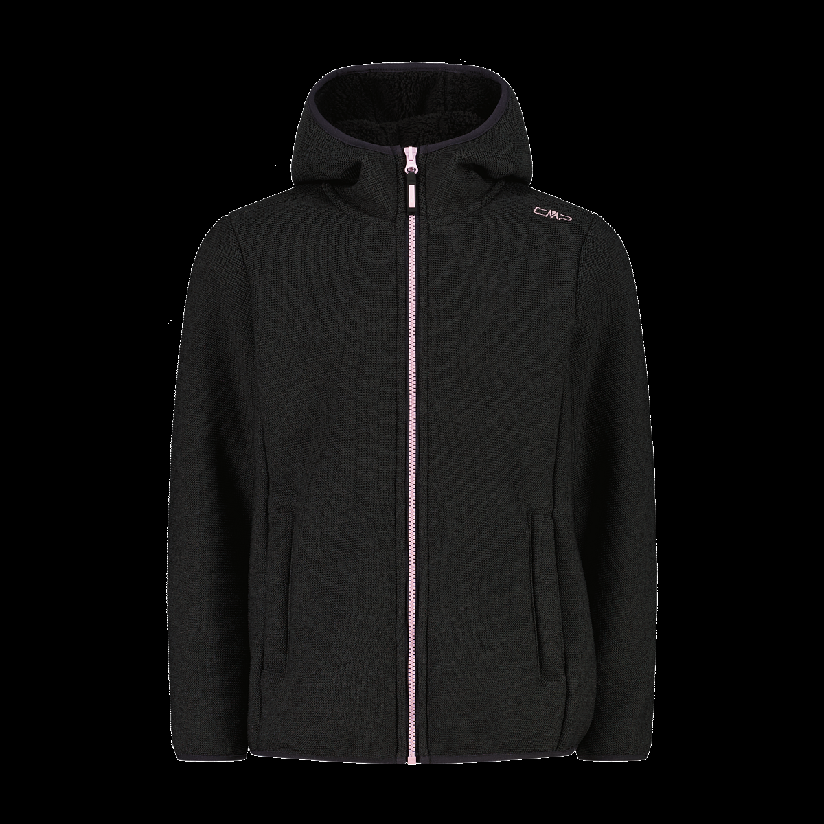 CMP Giacca in pile da bambina in knit tech melange con cappuccio 35H1675 U905 